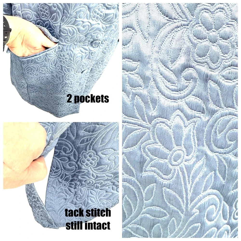 Rena Rowan Blazer Womens 12 Blue Jacquard Longline Tailored Career Floral Dressy